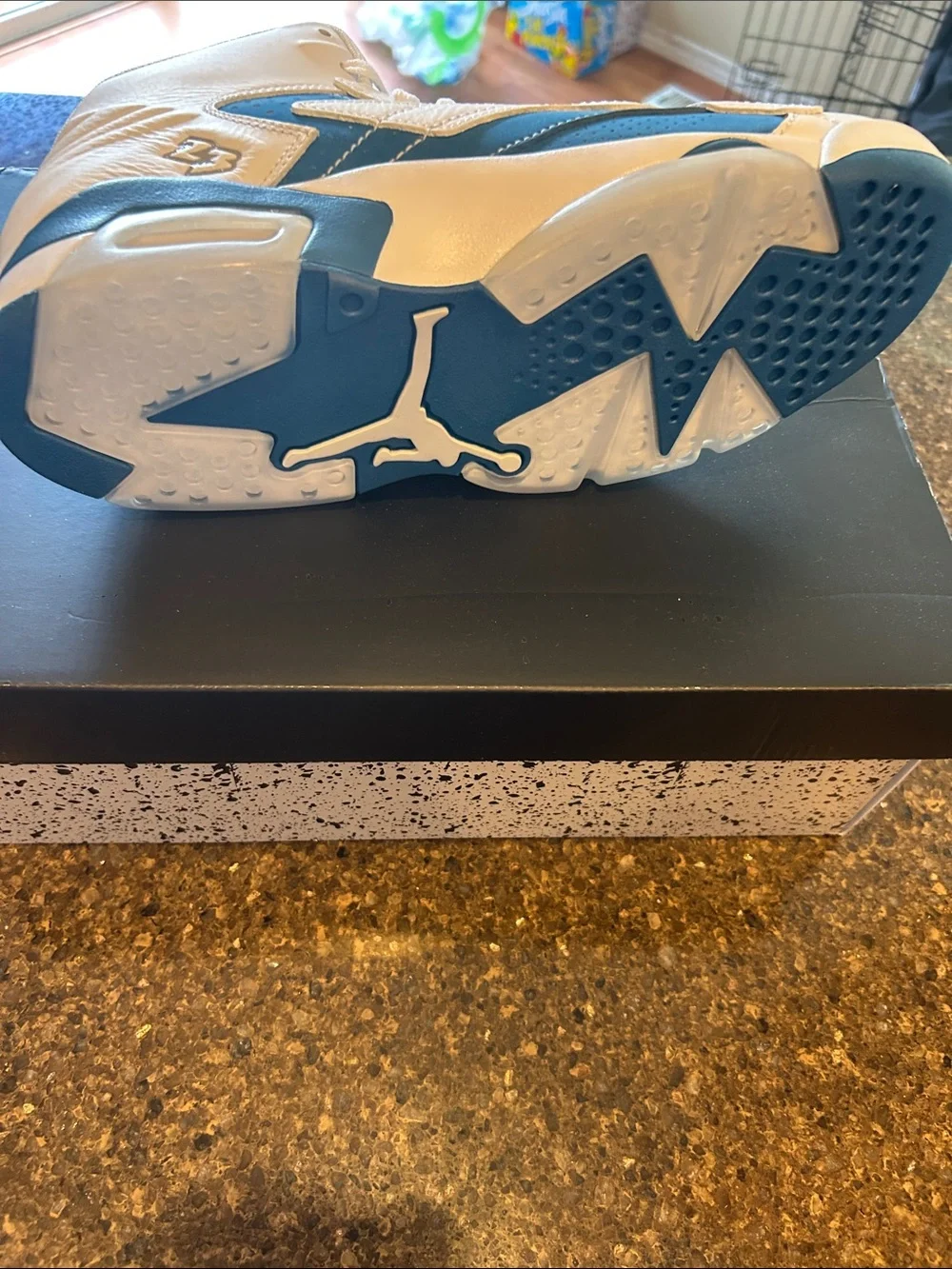 Jordan MVP High-Top Sneakers in White & Teal Blue